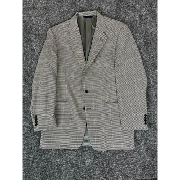 Burberry Kensington Men's Wool Tweed Blazer Black White Houndstooth Size 41 R